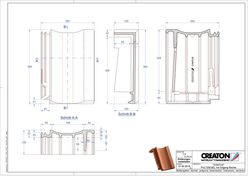 Product CAD file CANTUS shed roof tile verge right PULTOGR