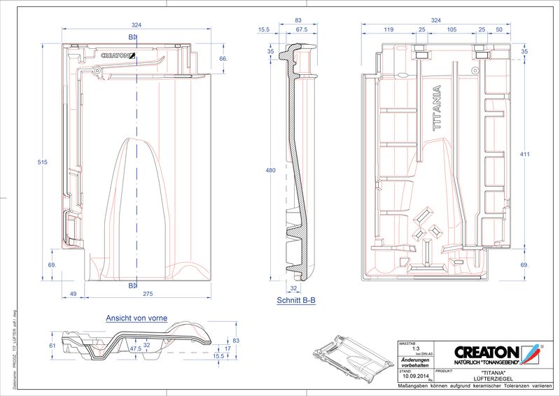 Product CAD file TITANIA ventilating tile LUEFTZ