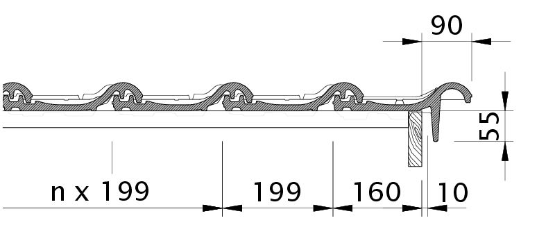 Drawing HARMONIE verge tile right with barge board OBR