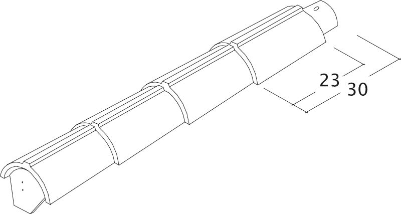 Drawing ridge and hip tile product range BKoK-Firstziegel-Perspektive
