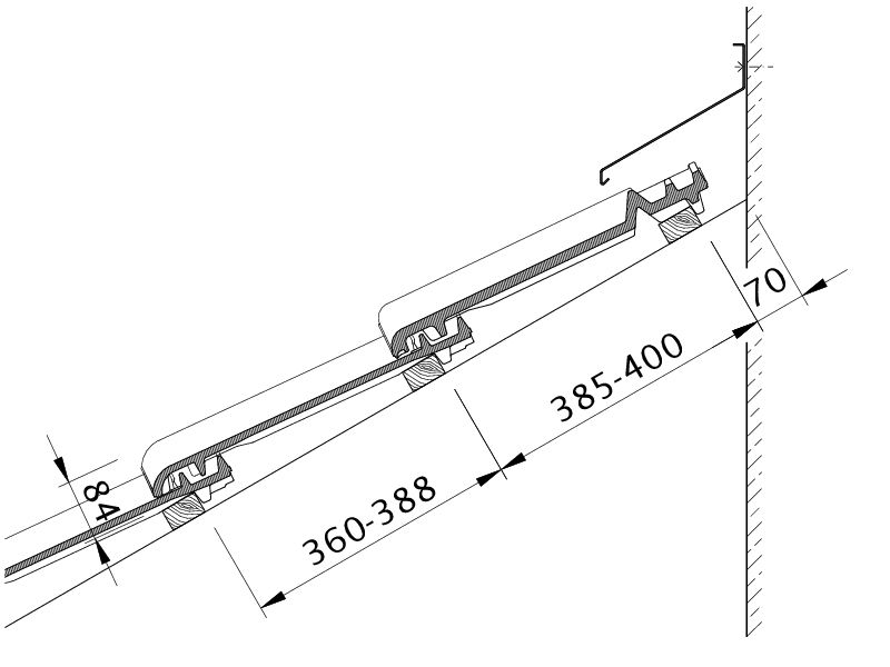 Drawing FUTURA wall connection (above) with FALZ WMF