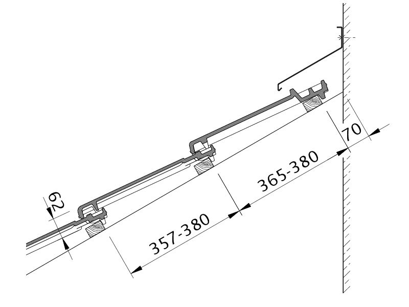Drawing RATIO wall connection (above) with FALZ WMF