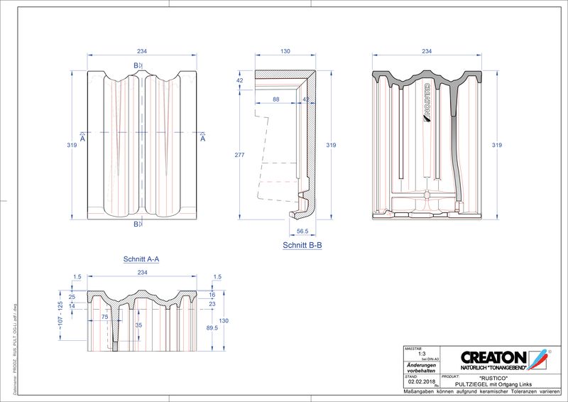 Product CAD file RUSTICO shed roof tile verge left PULTOGL