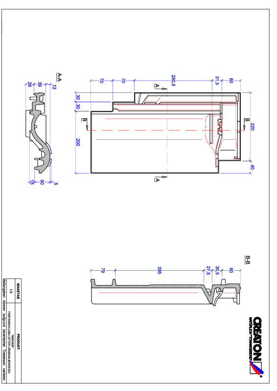 Product CAD file SINFONIE ridge connection ventilating half-width tile FALLH