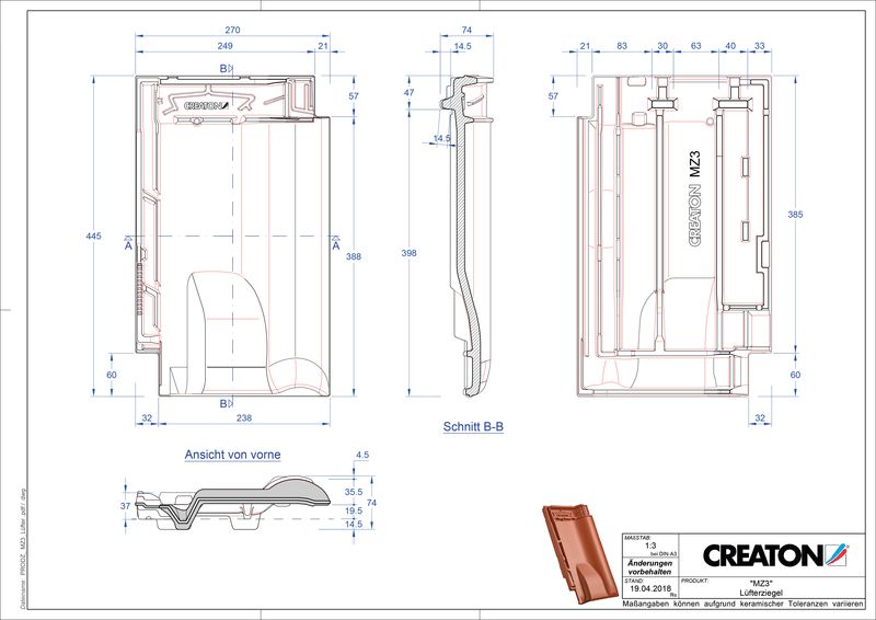 Product CAD file MZ3 NEU ventilating tile LUEFTZ