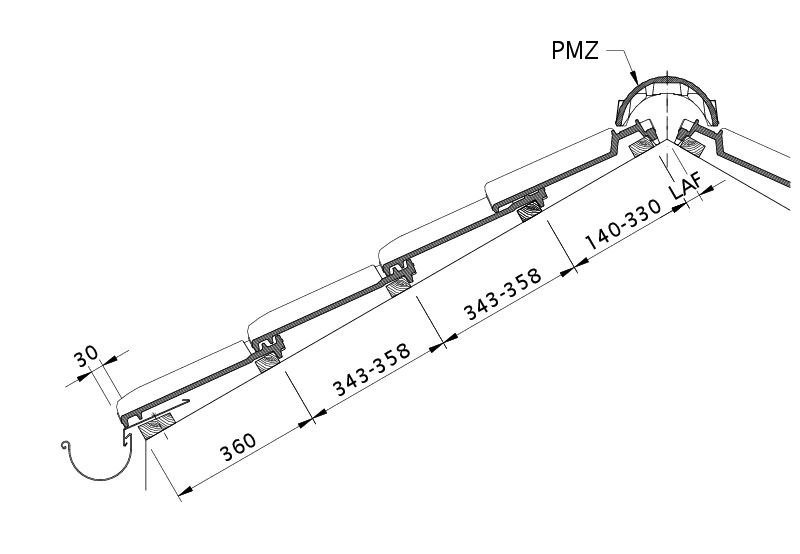 Drawing MZ3 roof cross-section DQF