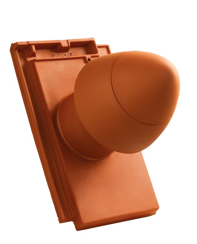 DOM SIGNUM ceramic vent pipe DN 125 mm with screw-on hood, incl. sub-roof connection adapter