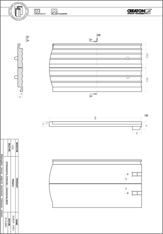 Product CAD file PROFIL segmented cut STRANGFALZ-GEWELLT-LH