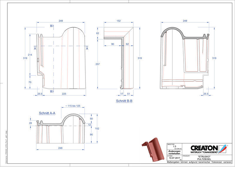 Product CAD file ETRUSKO shed roof tile PULT