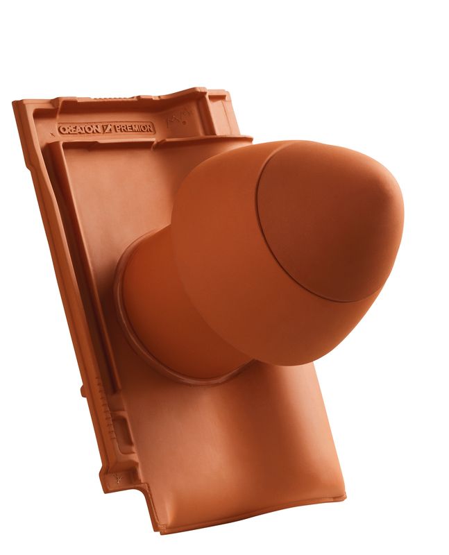 PRE SIGNUM ceramic vent pipe DN 125 mm with screw-on hood, incl. sub-roof connection adapter