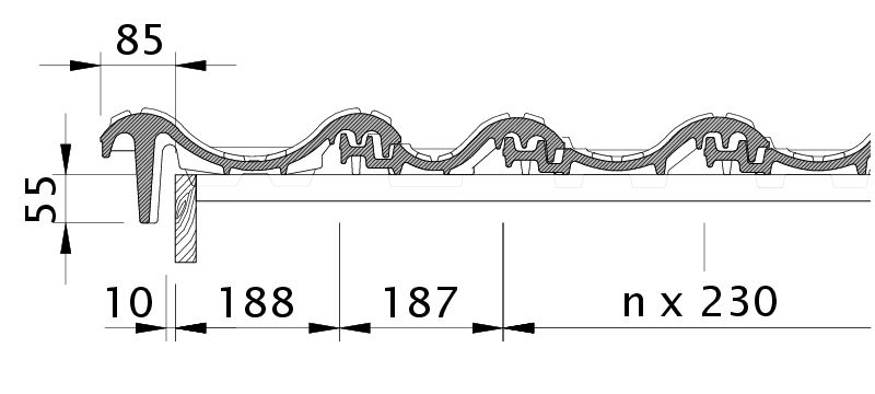 Drawing SINFONIE verge tile left with barge board OBL