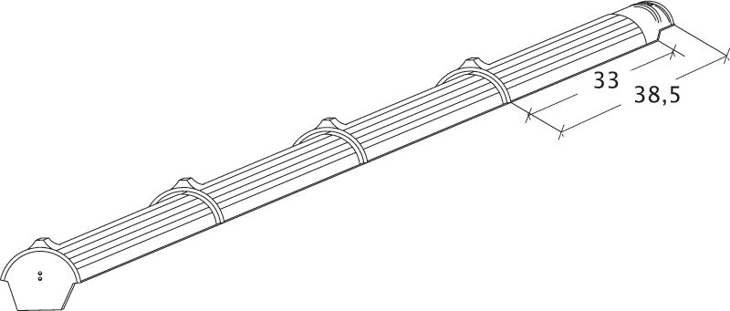 Drawing ridge and hip tile product range BMK-Firstziegel-Perspektive