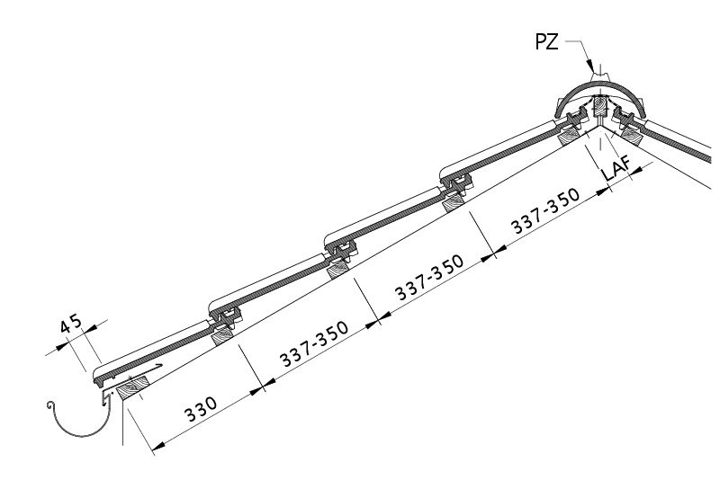 Drawing ELEGANZ roof cross-section DQF