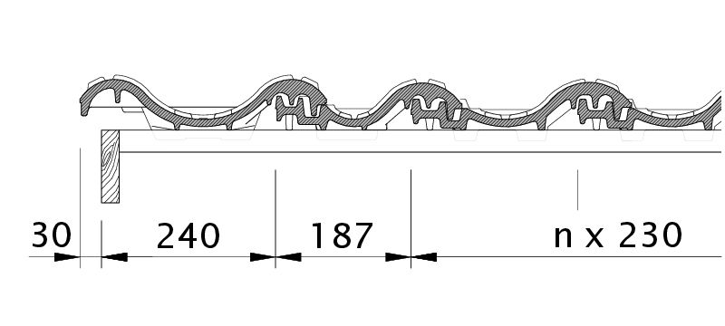 Drawing SINFONIE verge left with verge sheet metal and double roll ODL