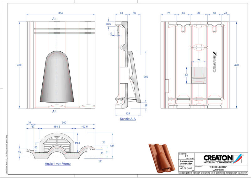 Product CAD file HEIDELBERG concrete ventilating tile Luefterstein