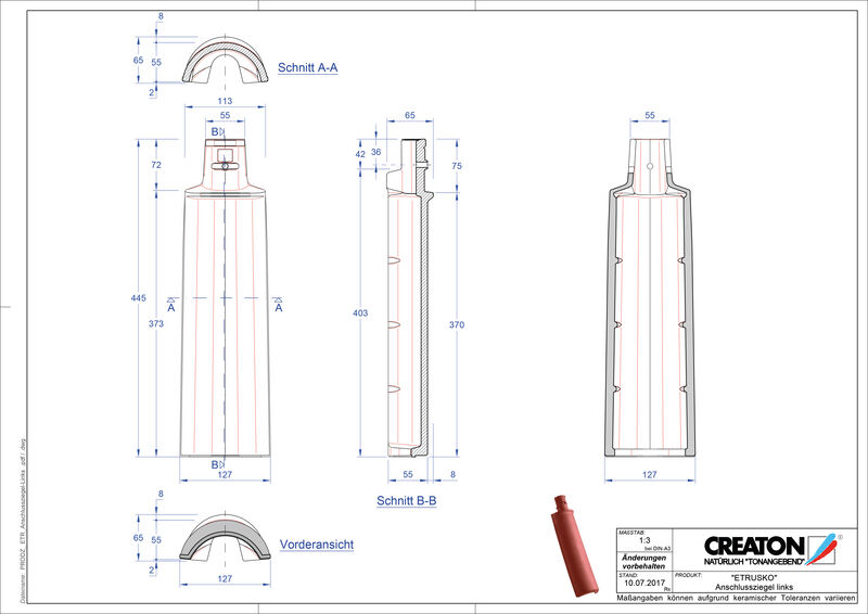 Product CAD file ETRUSKO connection tile ABSCHLZ-links