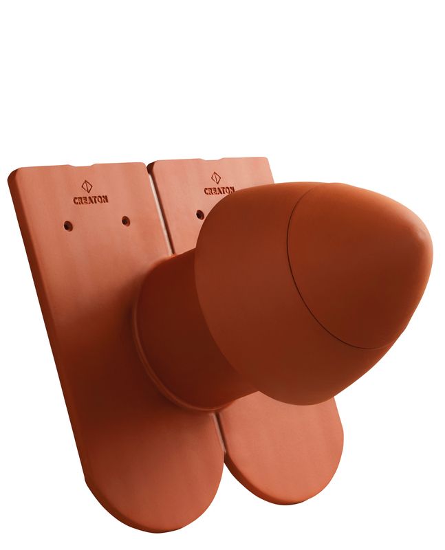 KLASSIK Austrian plain tile SIGNUM ceramic outlet vent DN 125 mm with removable cap, incl. sub-roof connection adapter with flexible duct
