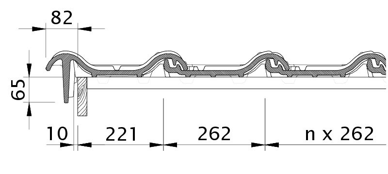 Drawing TITANIA verge tile left with barge board OBL