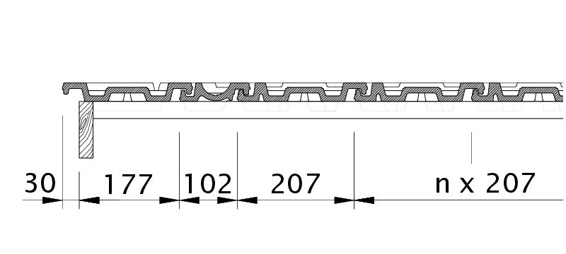 Drawing HERZZIEGEL verge left with verge sheet metal and double roll ODL