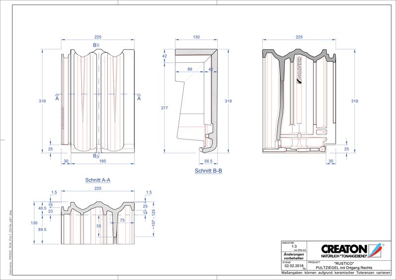 Product CAD file RUSTICO shed roof tile verge right PULTOGR
