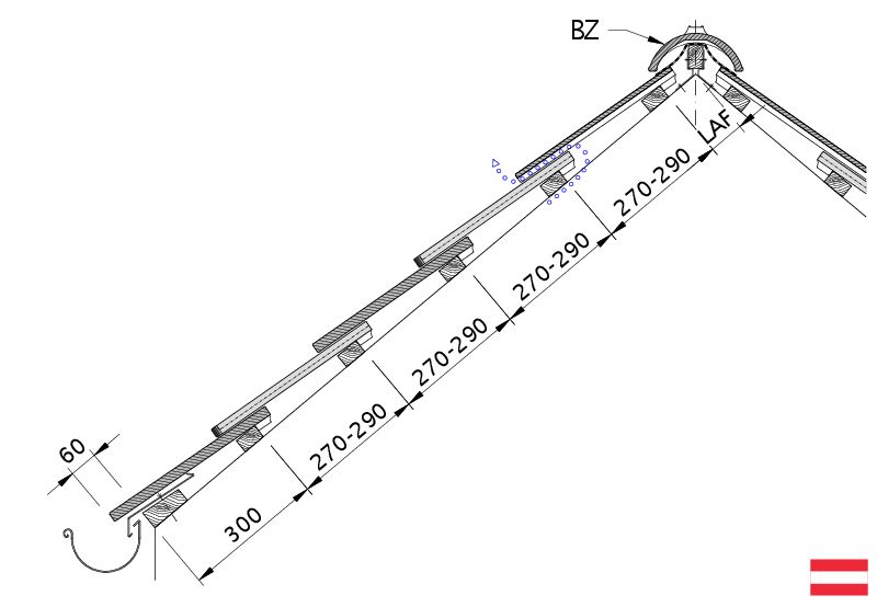 Drawing PROFIL roof cross-section DQF-AT