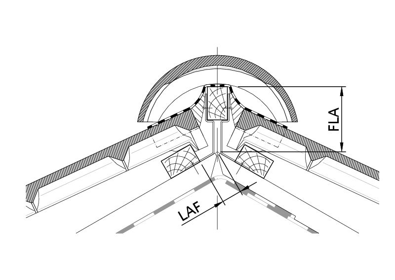 Drawing HEIDELBERG distance from batten to ridge intersection point, ridge batten spacing LAF