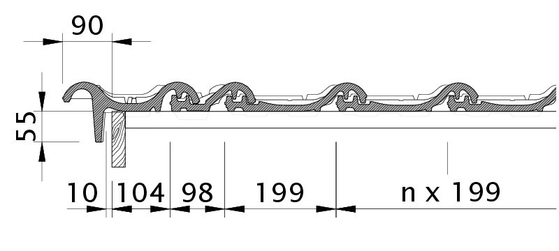 Drawing HARMONIE verge tile left with barge board OBL