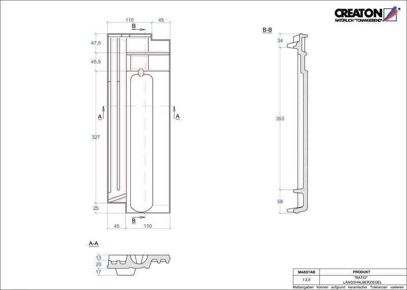 Product CAD file RATIO half-width tile LH