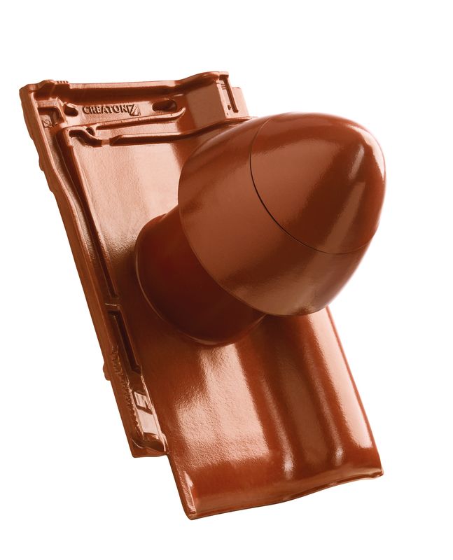 TIT SIGNUM ceramic vent pipe DN 125 mm with screw-on hood, incl. sub-roof connection adapter