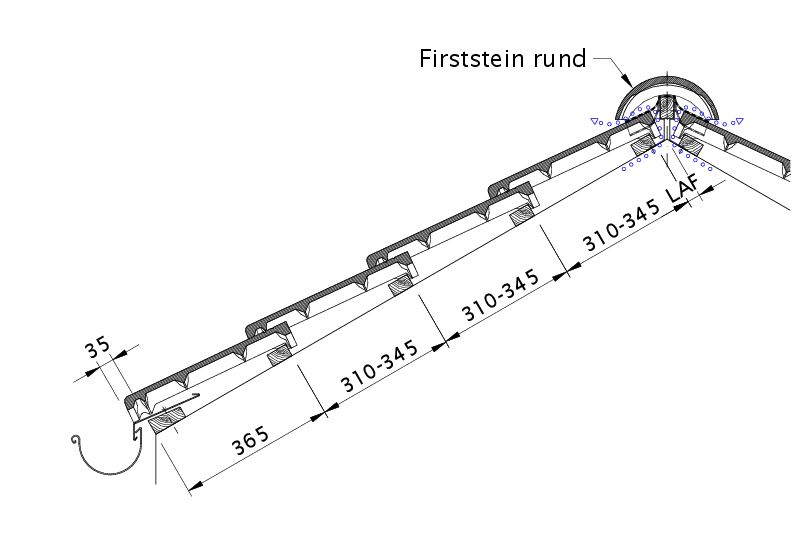 Drawing HEIDELBERG roof cross-section DQF