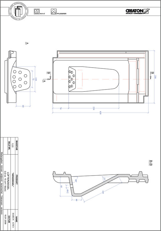 Product CAD file HERZZIEGEL ventilating tile LUEFTZ