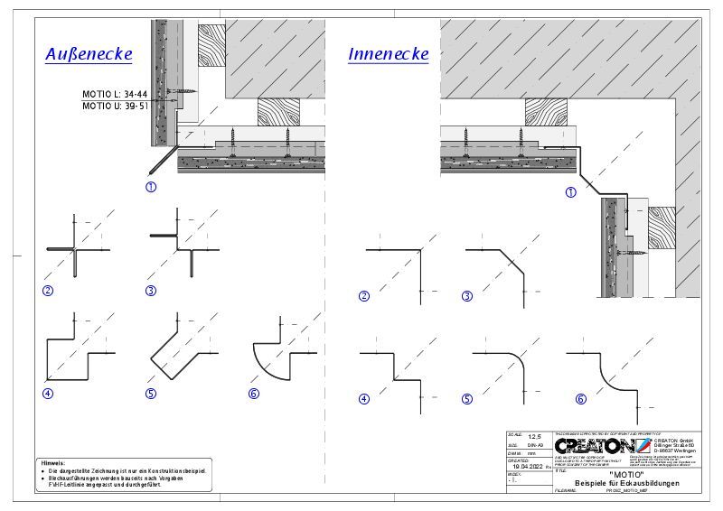 Drawing MOTIO Eckausbildungen