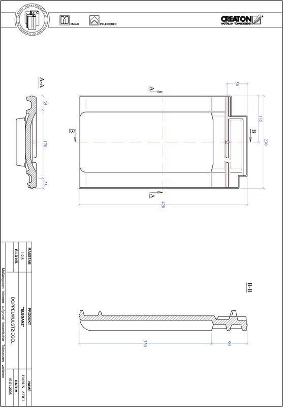 Product CAD file ELEGANZ double roll tile DWZ