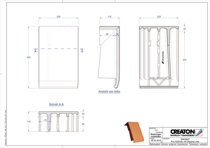 Product CAD file MIKADO shed roof tile verge left PULTOGL