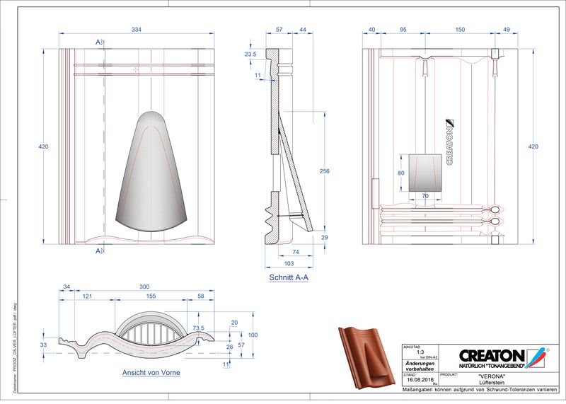 Product CAD file VERONA concrete ventilating tile Luefterstein
