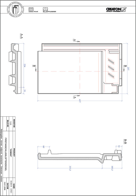 Product CAD file DOMINO ridge connection ventilating tile FALZ