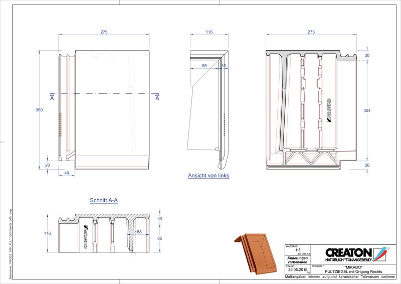 Product CAD file MIKADO shed roof tile verge right PULTOGR