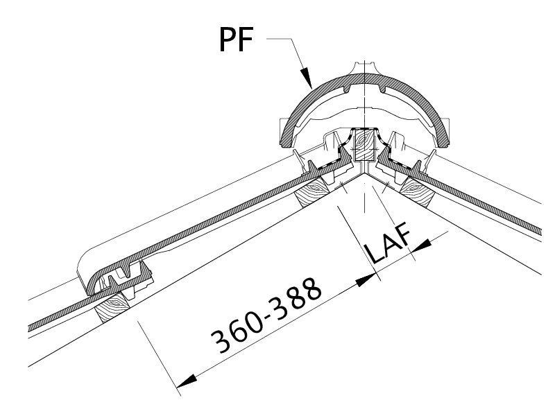 Drawing FUTURA distance from batten to ridge intersection point, ridge batten spacing LAF