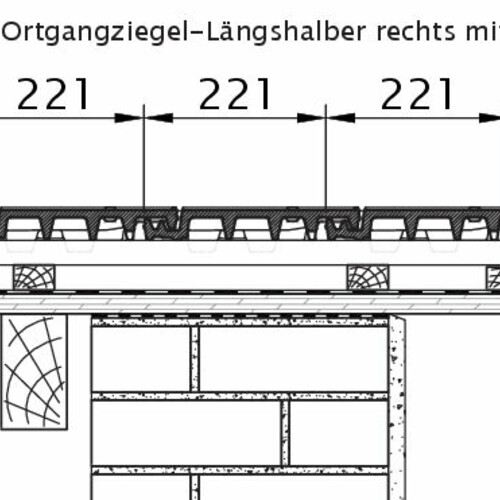 Product technical drawing VISIO OG half-width tile right with barge board OLH
