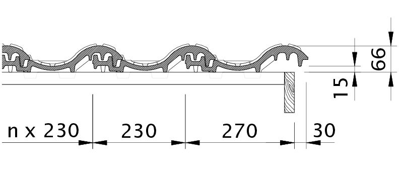 Drawing SINFONIE verge right with verge sheet metal and field tile OFR