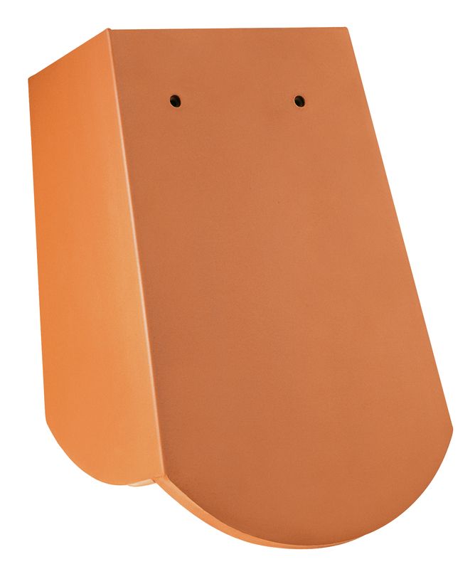 Saxony plain tile, 18 x 38 x 1.2 with 3 grooves, segmented cut sliding verge with short side lobe approx. 5 cm right