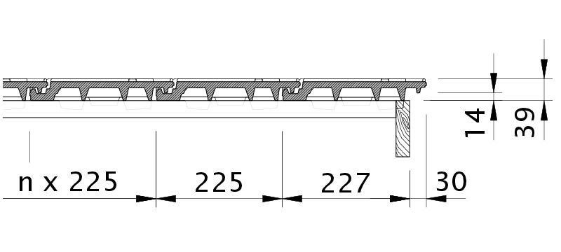 Drawing DOMINO verge right with verge sheet metal and field tile OFR