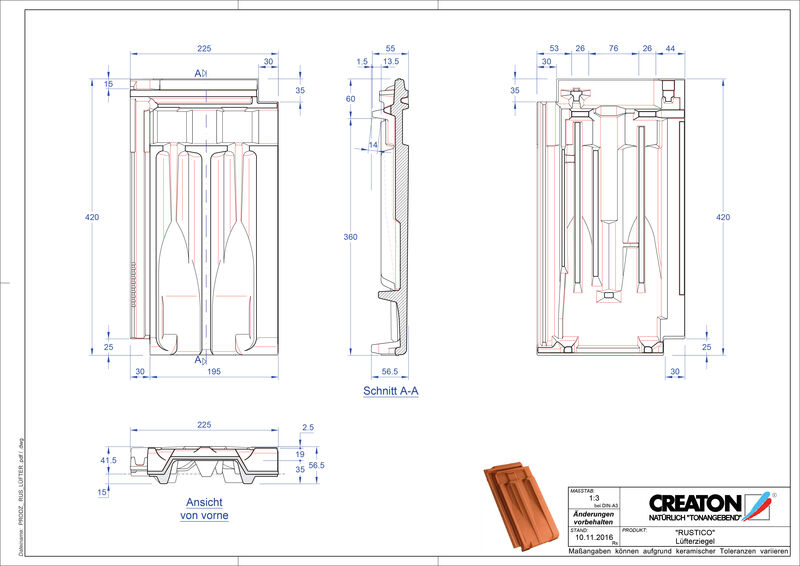 Product CAD file RUSTICO ventilating tile LUEFTZ