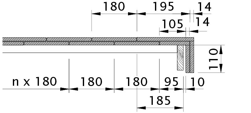 Drawing KLASSIK verge tile right with barge board OBR
