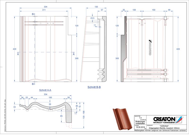 Product CAD file VERONA concrete shed roof tile verge right PultOGR-120
