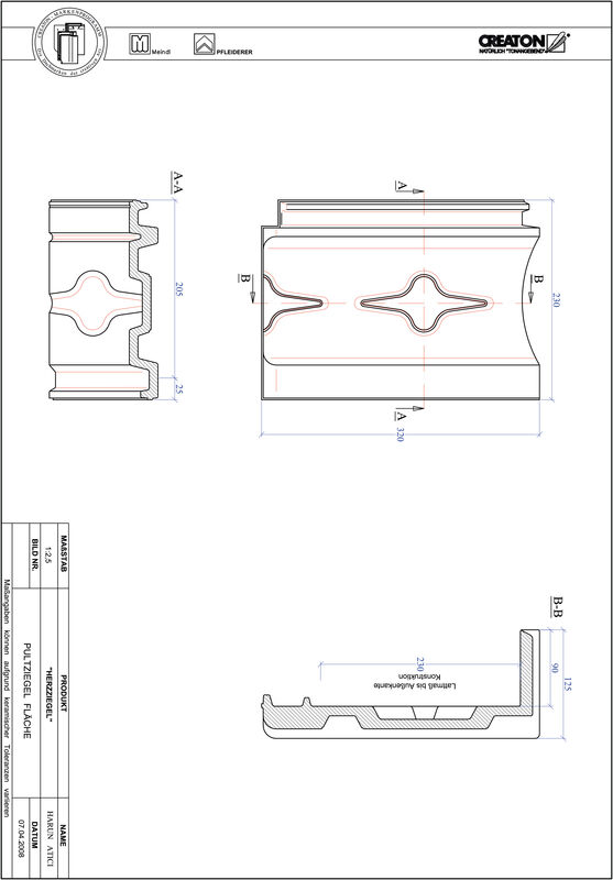 Product CAD file HERZZIEGEL shed roof tile field PULTFLA