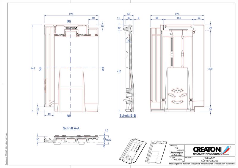 Product CAD file MIKADO ventilating tile LUEFTZ