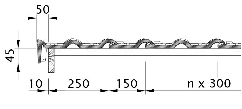 Drawing MAXIMA PRO verge tile left with barge board OBL