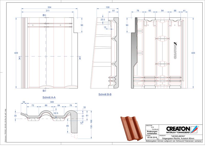 Product CAD file HEIDELBERG concrete shed roof tile verge right PultOGR-90