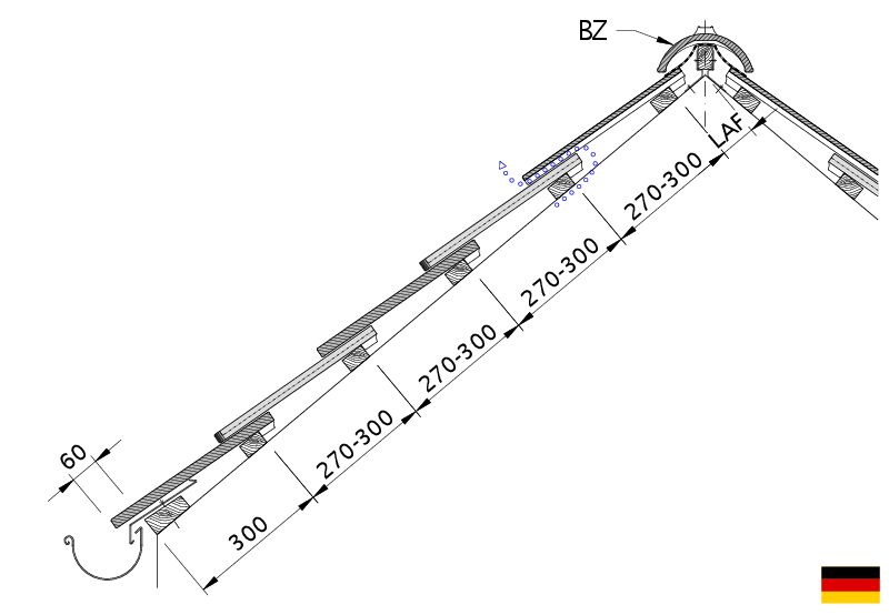 Drawing PROFIL roof cross-section DQF-DE